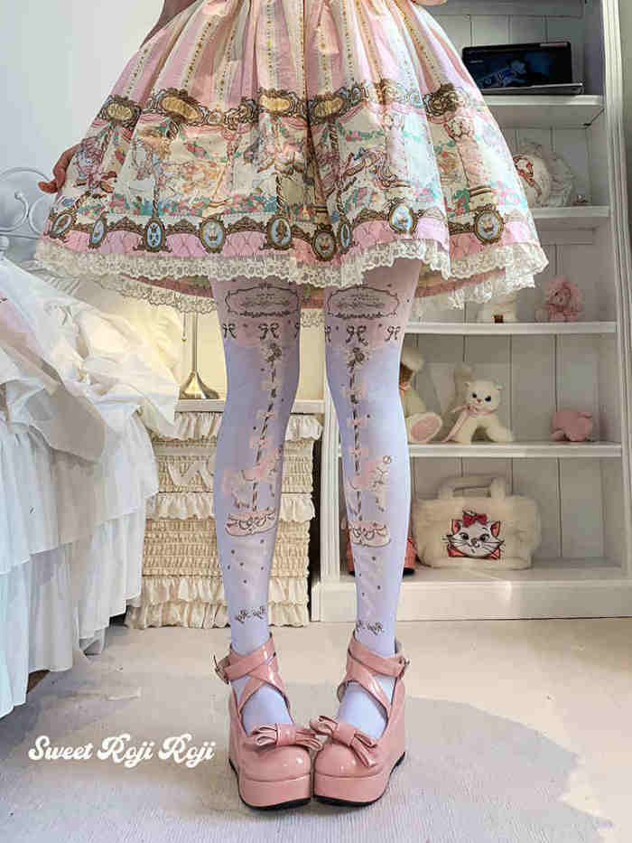 Roji Bowknots and Horse Printed Lolita Tights