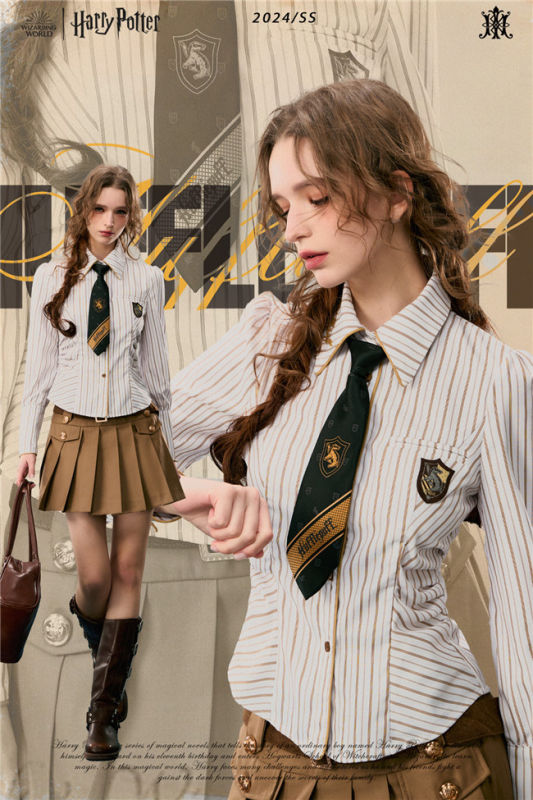 Kyouko & Harry Potter Collaborated Stripe Long Sleeves Blouse and Pleated Skirt Harry Potter Clothes