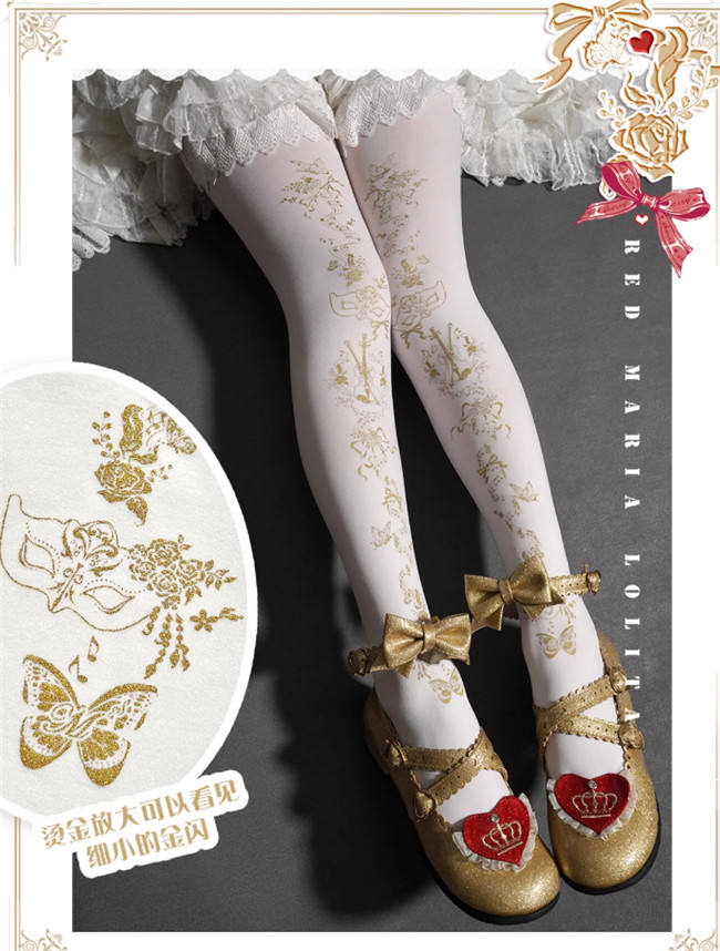 Red Maria Soul Movement Gold Stamping Lolita Tights