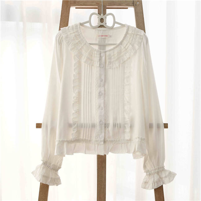 Ruffles Collar Long Sleeves Cotton Lolita Blouse