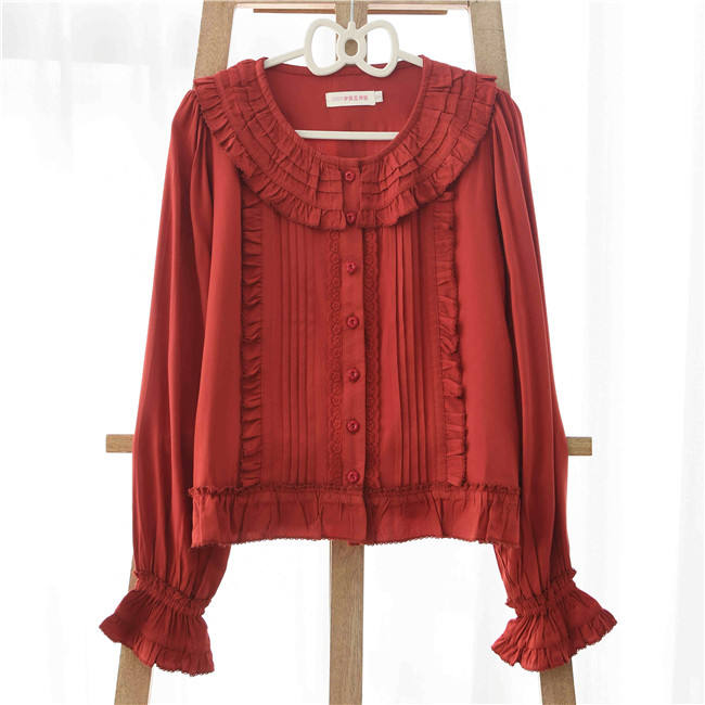 Ruffles Collar Long Sleeves Cotton Lolita Blouse