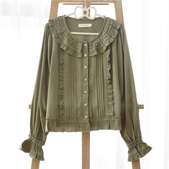 Ruffles Collar Long Sleeves Cotton Lolita Blouse