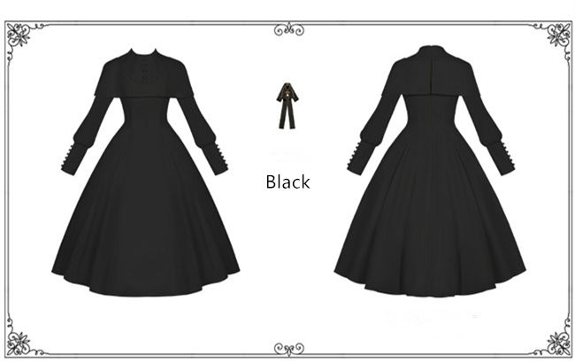 Withpuji Fake Two Pieces Gothic Lolita Dress
