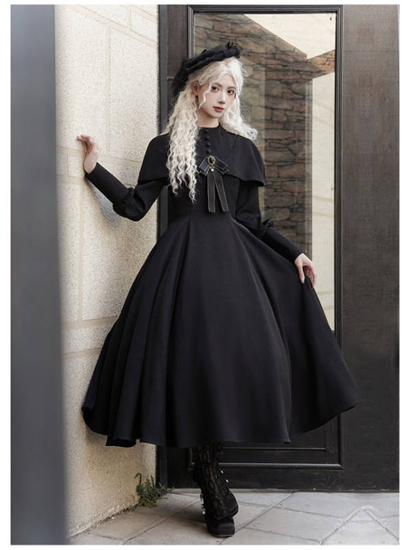 Withpuji Fake Two Pieces Gothic Lolita Dress