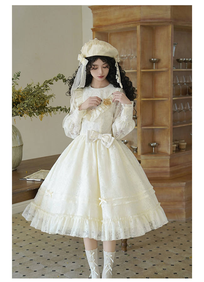 Withpuji Harp Embroidery Classic Lolita Dress and Capelet