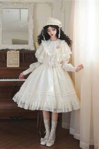 Withpuji Harp Embroidery Classic Lolita Dress and Capelet