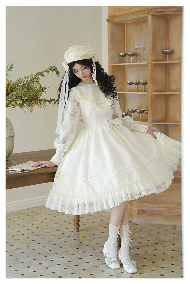 Withpuji Harp Embroidery Classic Lolita Dress and Capelet