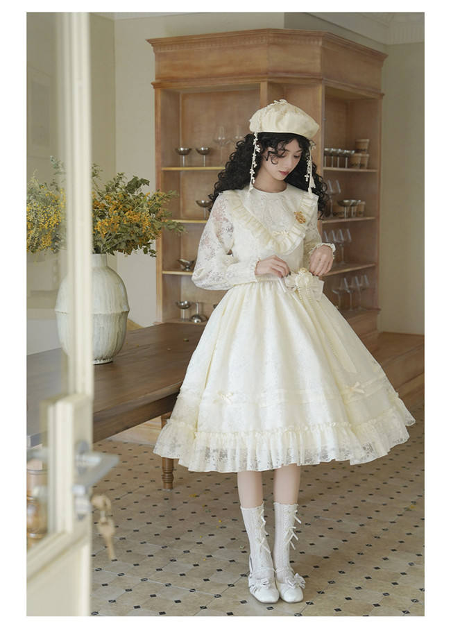 Withpuji Harp Embroidery Classic Lolita Dress and Capelet