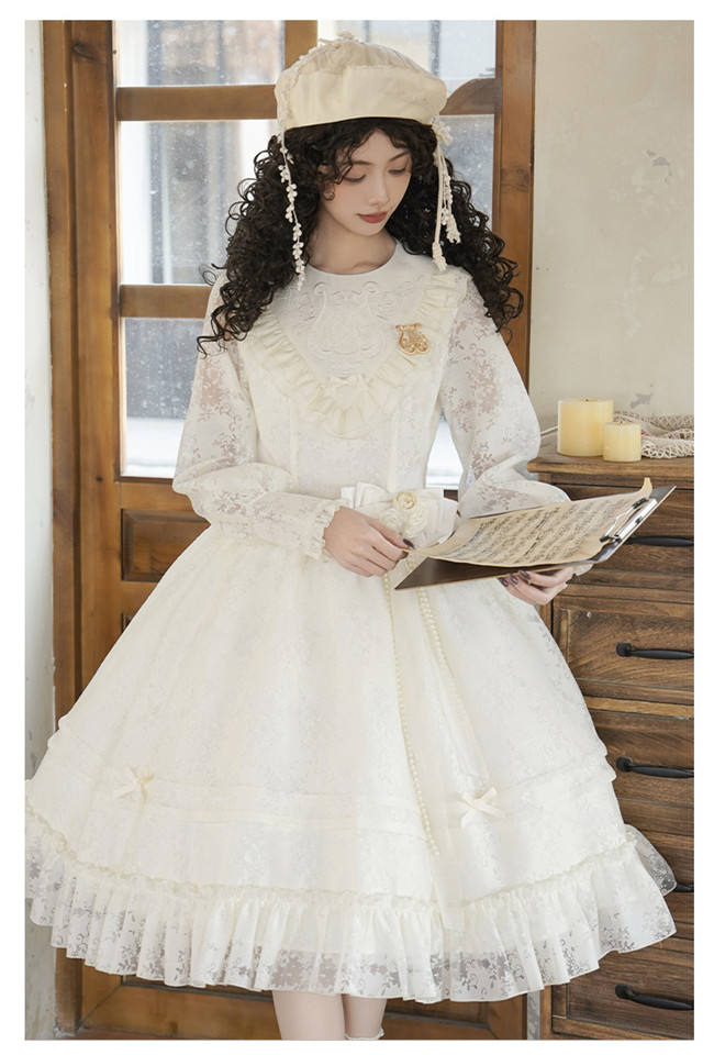 Withpuji Harp Embroidery Classic Lolita Dress and Capelet