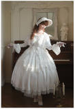 Withpuji Cherish White Lolita Dress, Underskirt, Tailing and Accessories