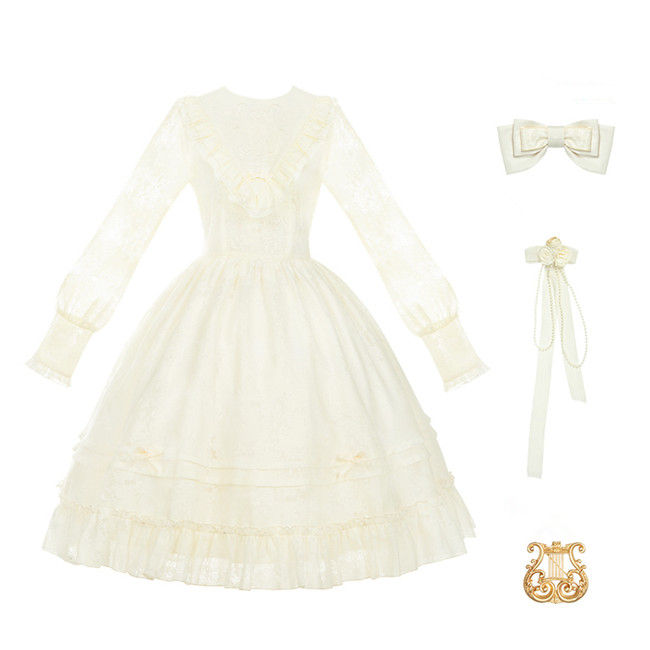Withpuji Harp Embroidery Classic Lolita Dress and Capelet
