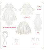 Withpuji Cherish White Lolita Dress, Underskirt, Tailing and Accessories