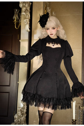 Withpuji Midnight Whispers Gothic Lolita Dress and Hime Sleeves