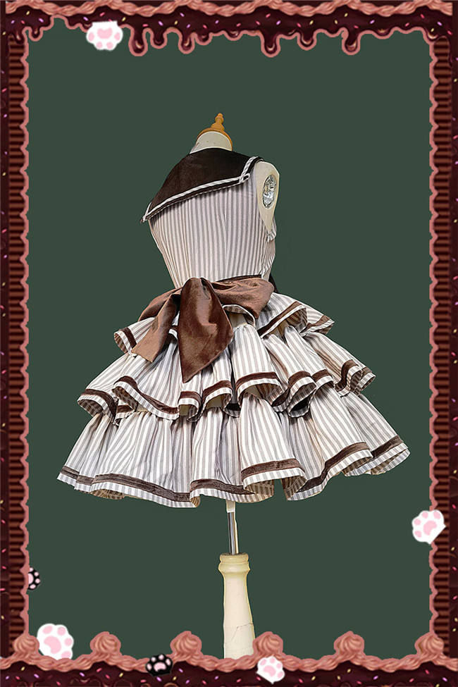 Infanta Stripe Tiered Lolita Jumper Dress, Cape and Blouse