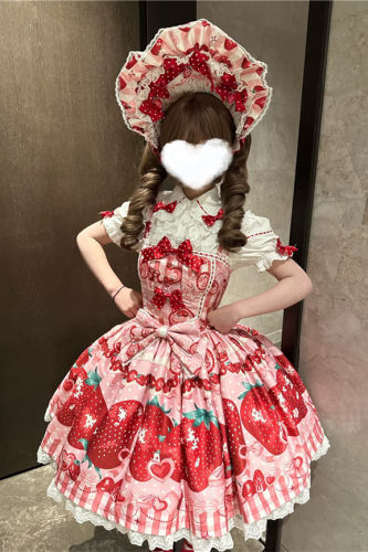 Sweet Strawberry Short Sleeves Lolita Dress and Jumper Dress