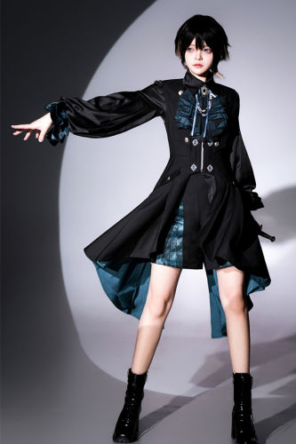 Music in Darkness Ouji Lolita Blouse, Short Pants, Long Vest and Necktie