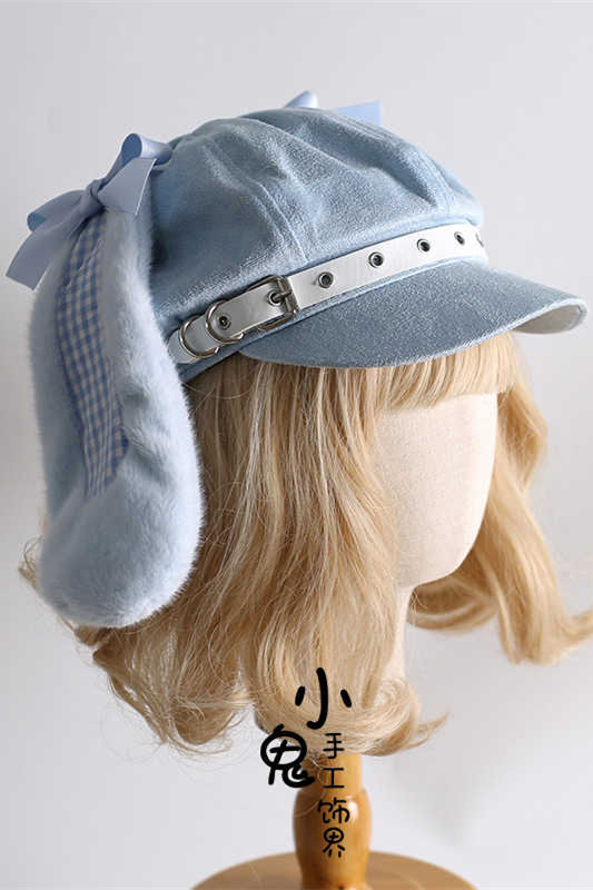 Plaid Rabbit Ears Lolita Beret