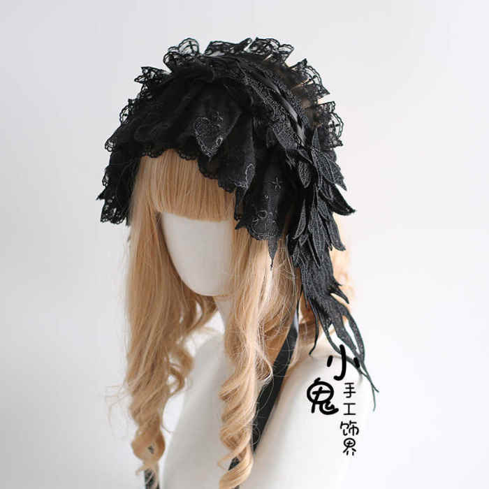 Handmade Gothic Lolita Headdress with Detachable Wings