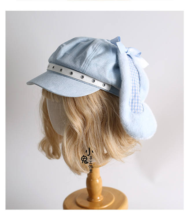 Plaid Rabbit Ears Lolita Beret