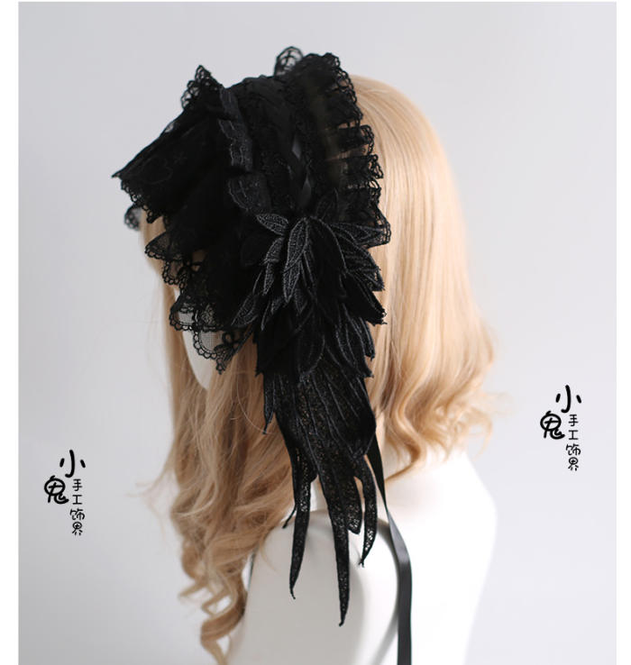 Handmade Gothic Lolita Headdress with Detachable Wings
