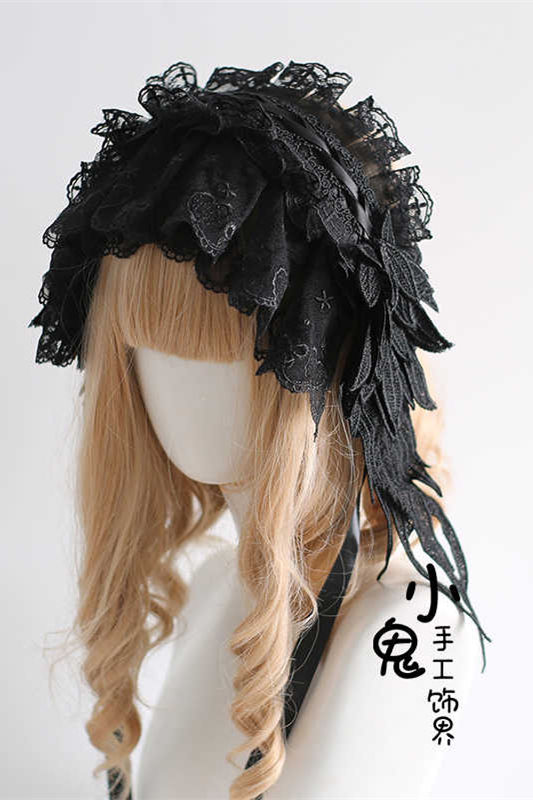 Handmade Gothic Lolita Headdress with Detachable Wings