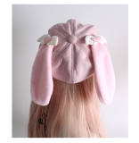 Pink Fur Rabbit Ears Lolita Beret