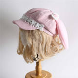 Pink Fur Rabbit Ears Lolita Beret