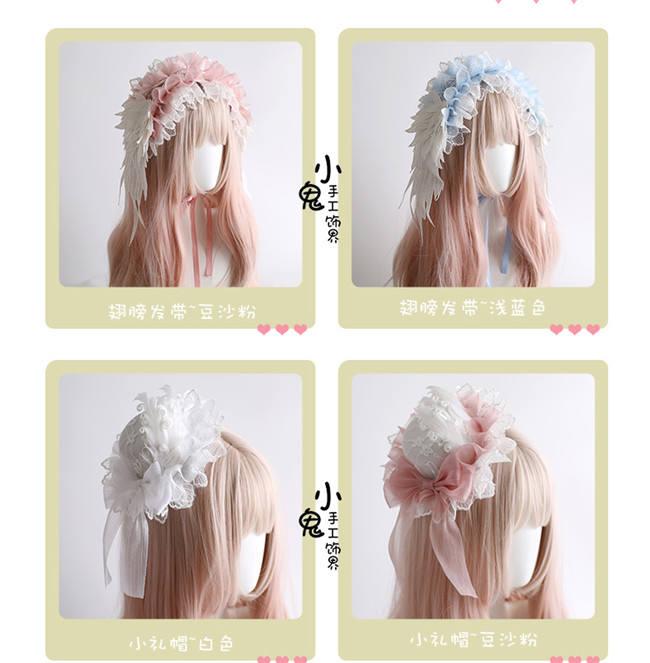 Peacock Feather Detachable Wings Lolita Headband, Top Hat and Feather Headdress