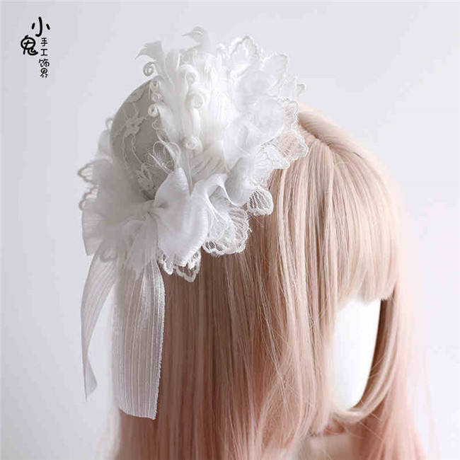 Peacock Feather Detachable Wings Lolita Headband, Top Hat and Feather Headdress