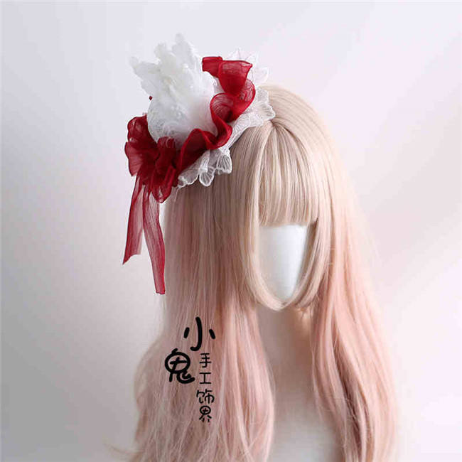 Peacock Feather Detachable Wings Lolita Headband, Top Hat and Feather Headdress
