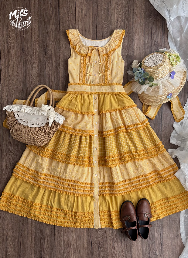 Miss Point Garden Sunflower Tiered Skirt Lolita Jumper Dress