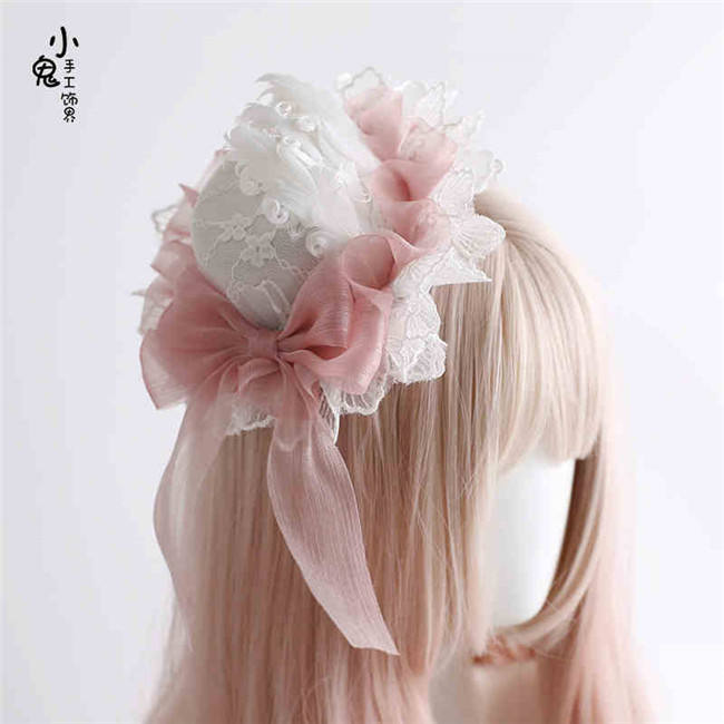Peacock Feather Detachable Wings Lolita Headband, Top Hat and Feather Headdress