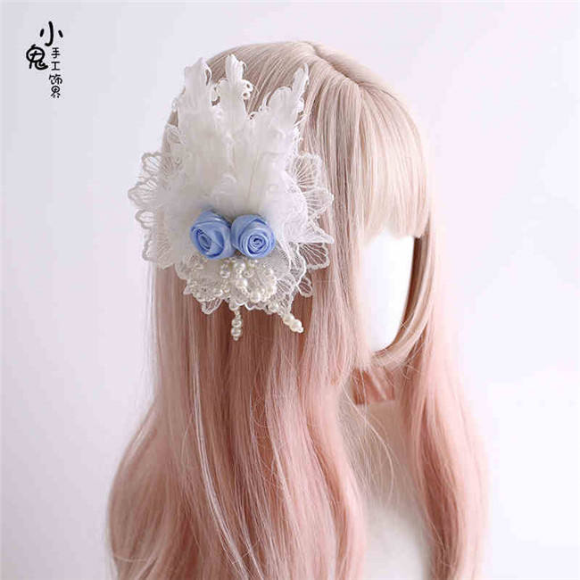 Peacock Feather Detachable Wings Lolita Headband, Top Hat and Feather Headdress