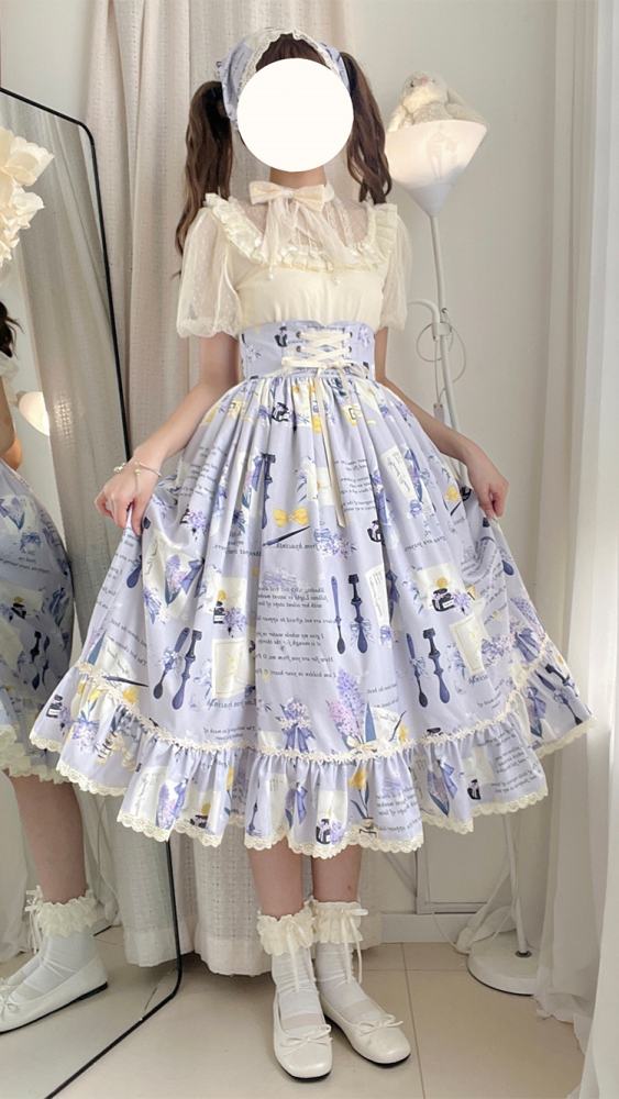 Watercolor Hyacinth Series Lolita Shirt and Skirt
