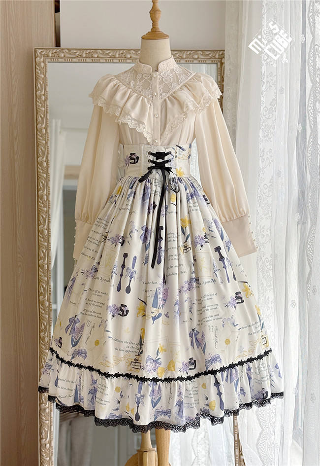 Watercolor Hyacinth Series Lolita Shirt and Skirt