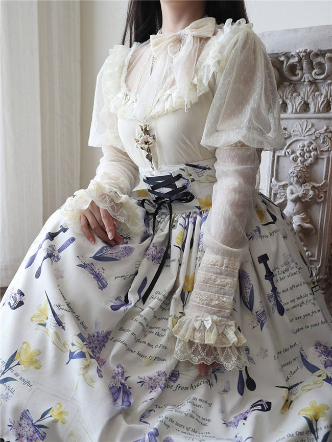 Watercolor Hyacinth Series Lolita Shirt and Skirt