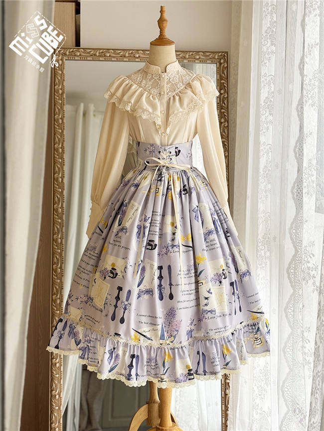 Watercolor Hyacinth Series Lolita Shirt and Skirt