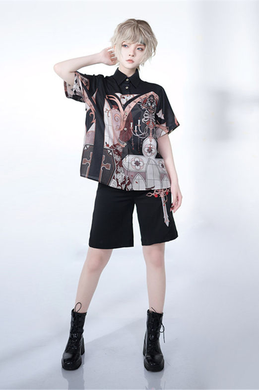 Princess Chronicles Dark Night Instruction Ouji Fashion Short Sleeves Shirt