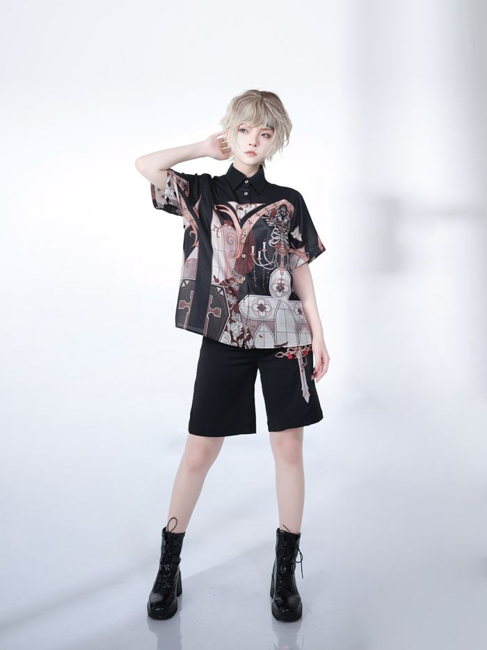 Princess Chronicles Dark Night Instruction Embroidery Ouji Fashion Short Pants