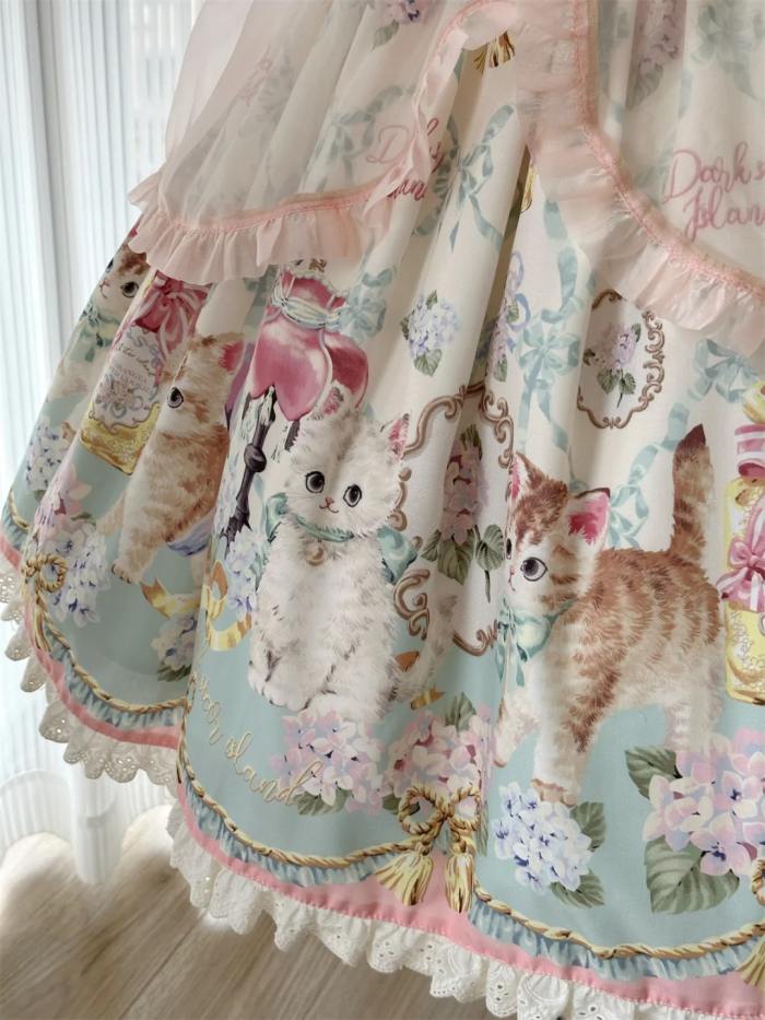 Dark Star Island Cat Fantasy Land Sweet Lolita OP, JSK, Skirt, Blouse and T-shirt
