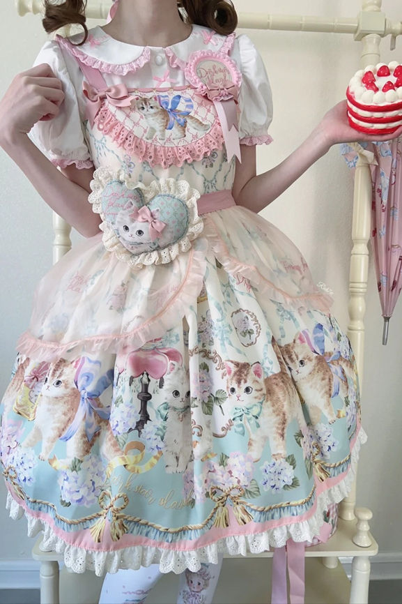 Dark Star Island Cat Fantasy Land Sweet Lolita OP, JSK, Skirt, Blouse and T-shirt