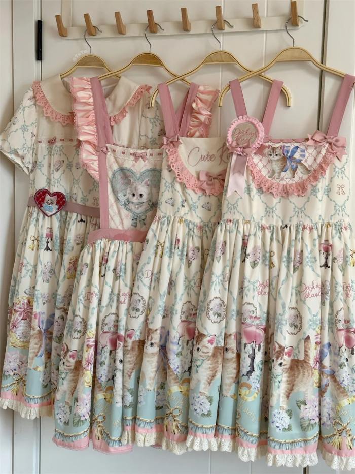 Dark Star Island Cat Fantasy Land Sweet Lolita OP, JSK, Skirt, Blouse and T-shirt