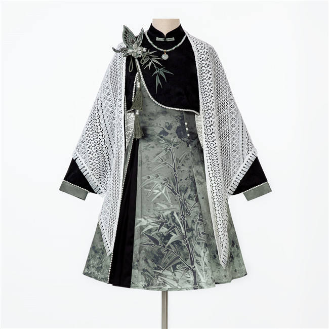 Bamboo Print Han Style Dress Set