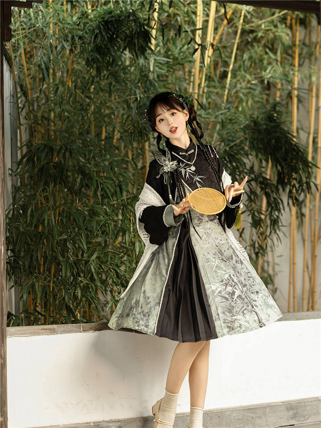 Bamboo Print Han Style Dress Set