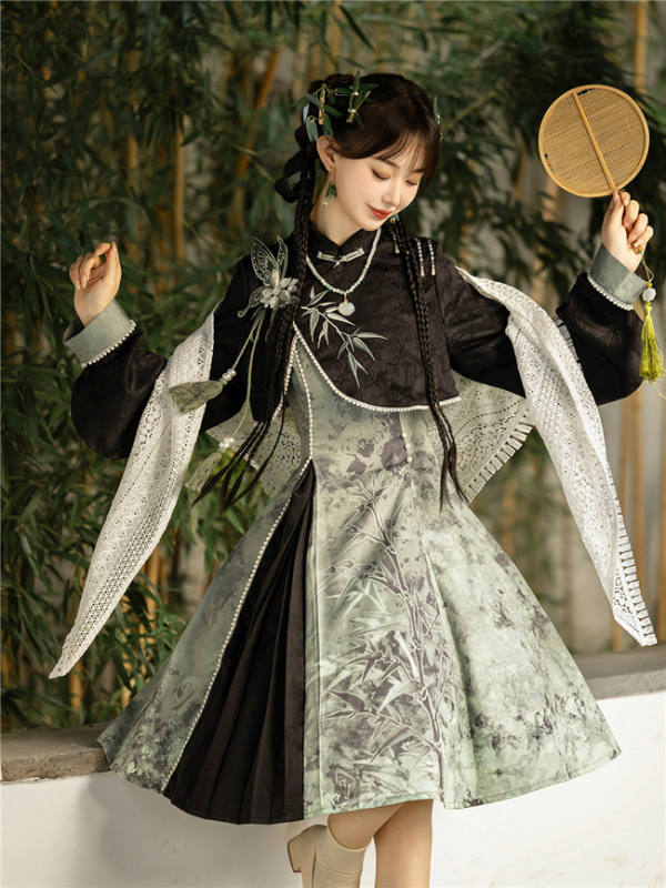 Bamboo Print Han Style Dress Set