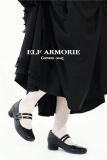 ElfArmorie Monastery Leather Upper Black Heels Shoes