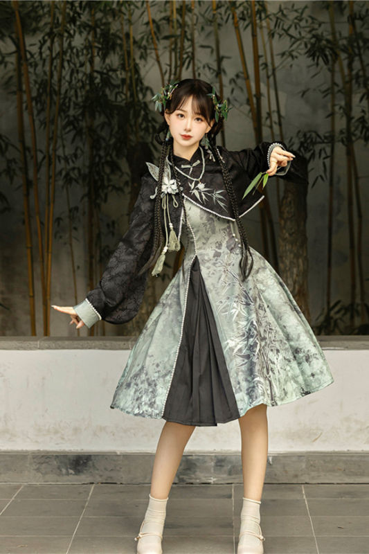 Bamboo Print Han Style Dress Set