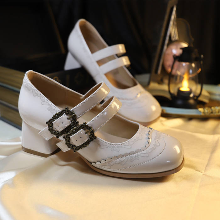 Medium thick heel Retro French Lolita Shoes