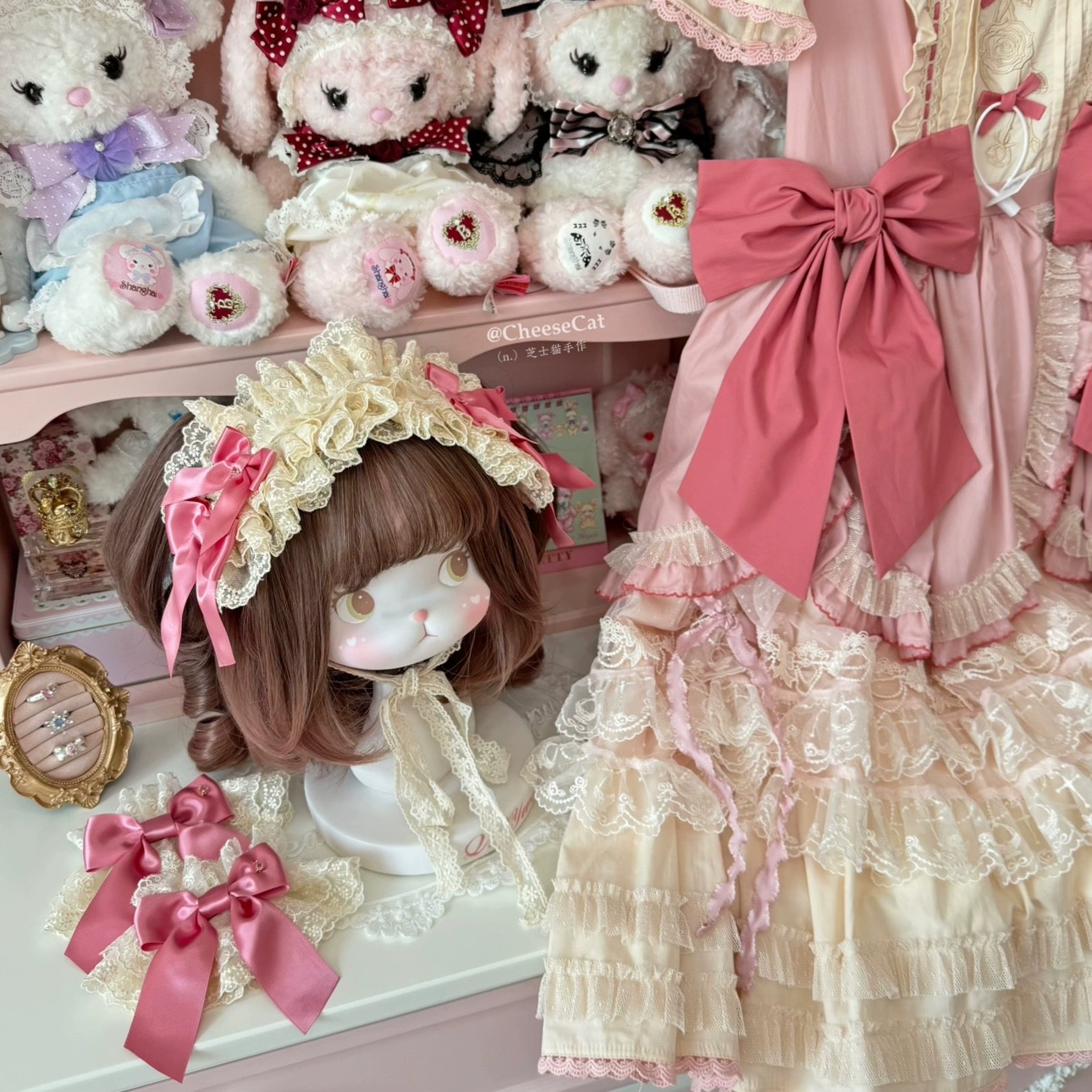 Puella Magi Madoka Magica Handmade Bonnet and Gloves -My Lolita Dress