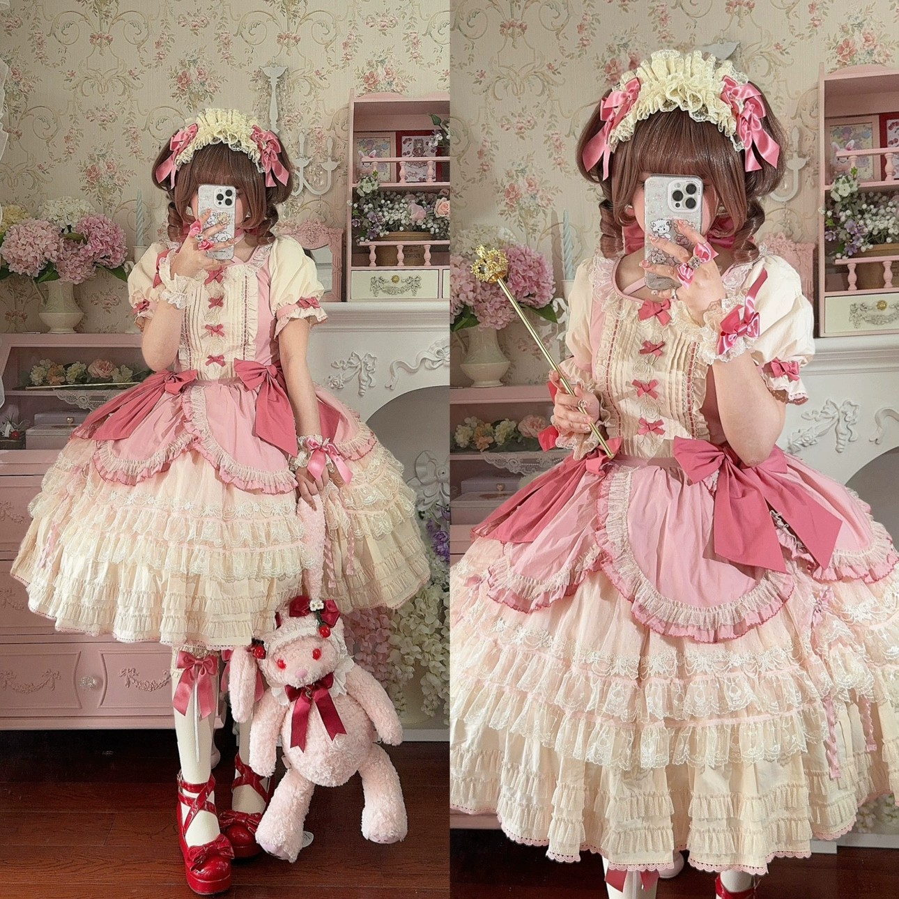 Puella Magi Madoka Magica Handmade Bonnet and Gloves -My Lolita Dress